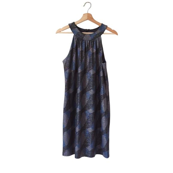 Elie Tahari Womens Cocktail Briggite Dress Metallic Cement Blue Black 8 Cocktail - Picture 1 of 8